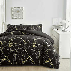 Marble Printed 3 Piece Luxury Microfiber Down Comforter Quilt Cover Set