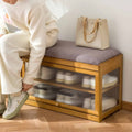 Wooden Stool with Shoe Cabinet