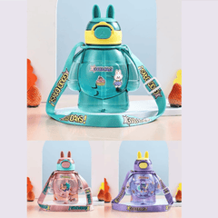 Kids Water Bottles with Straw and Strap