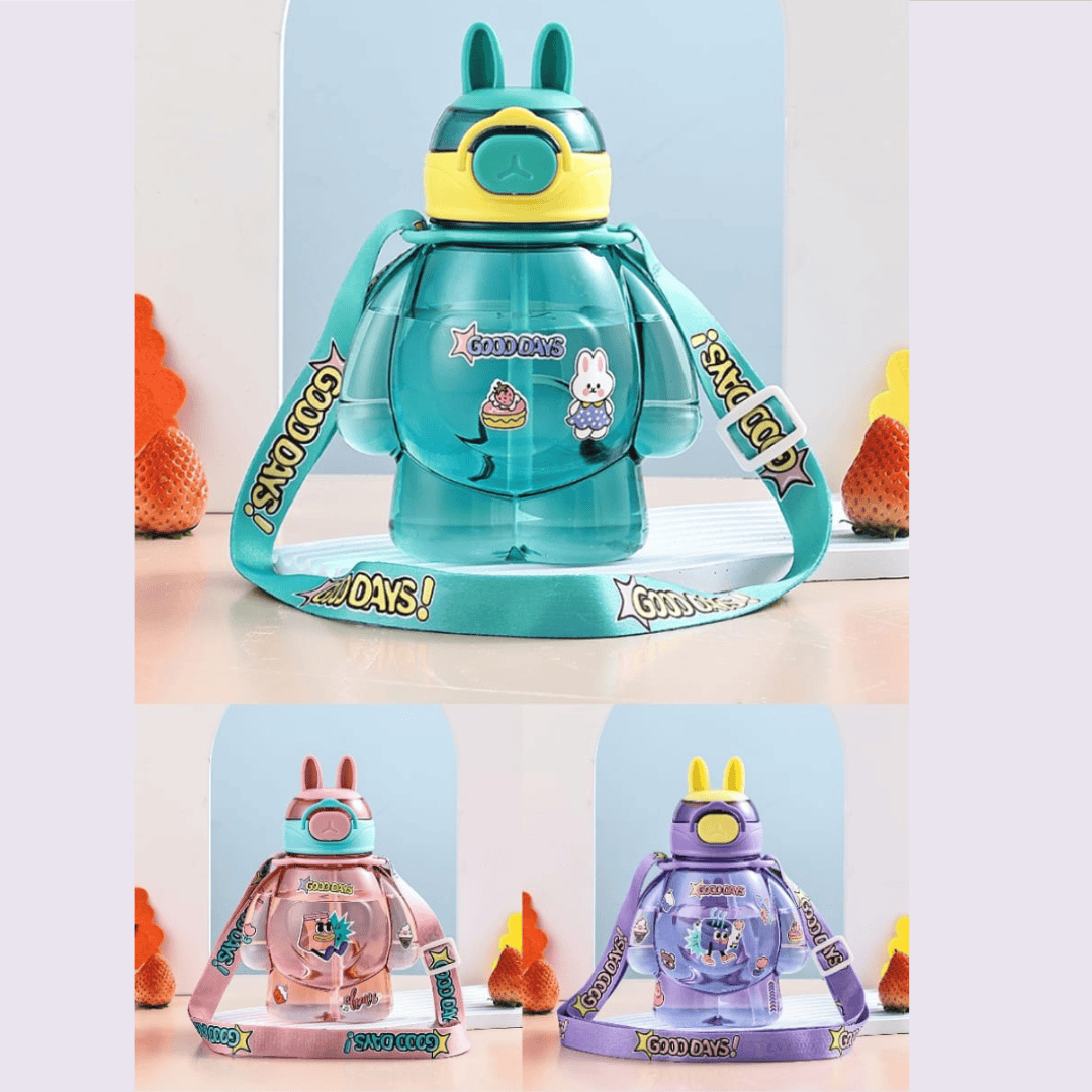 Kids Water Bottles with Straw and Strap