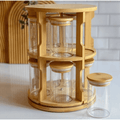 Rotating Bamboo Spice Rack with 10 Jars
