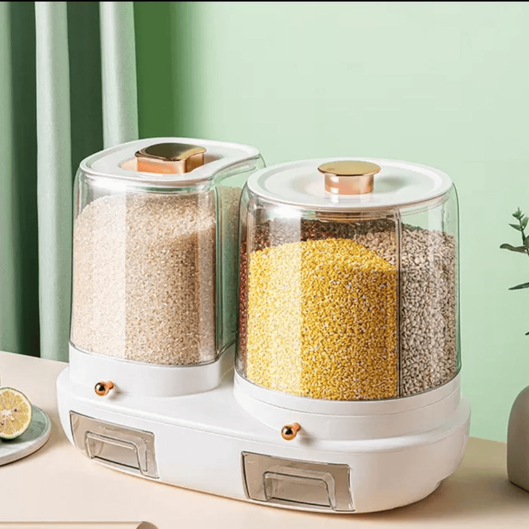 Rotatable Grain Storage Box with Compartments
