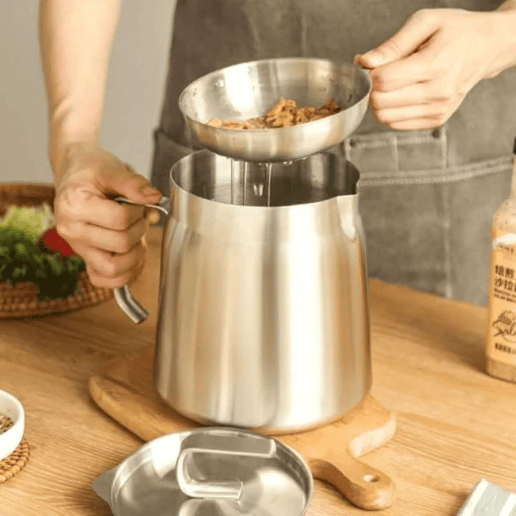 Stainless Steel Oil Strainer Pot with Frying Basket Filter