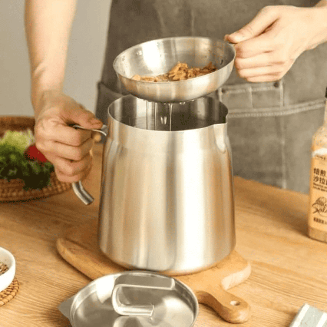 Stainless Steel Oil Strainer Pot with Frying Basket Filter