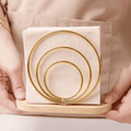 3 Ring Metallic Serviette Holder with Wooden Base