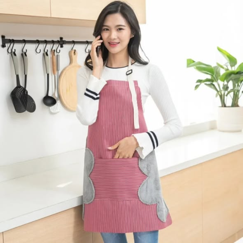 Kitchen Apron with Hand Wipe Pockets