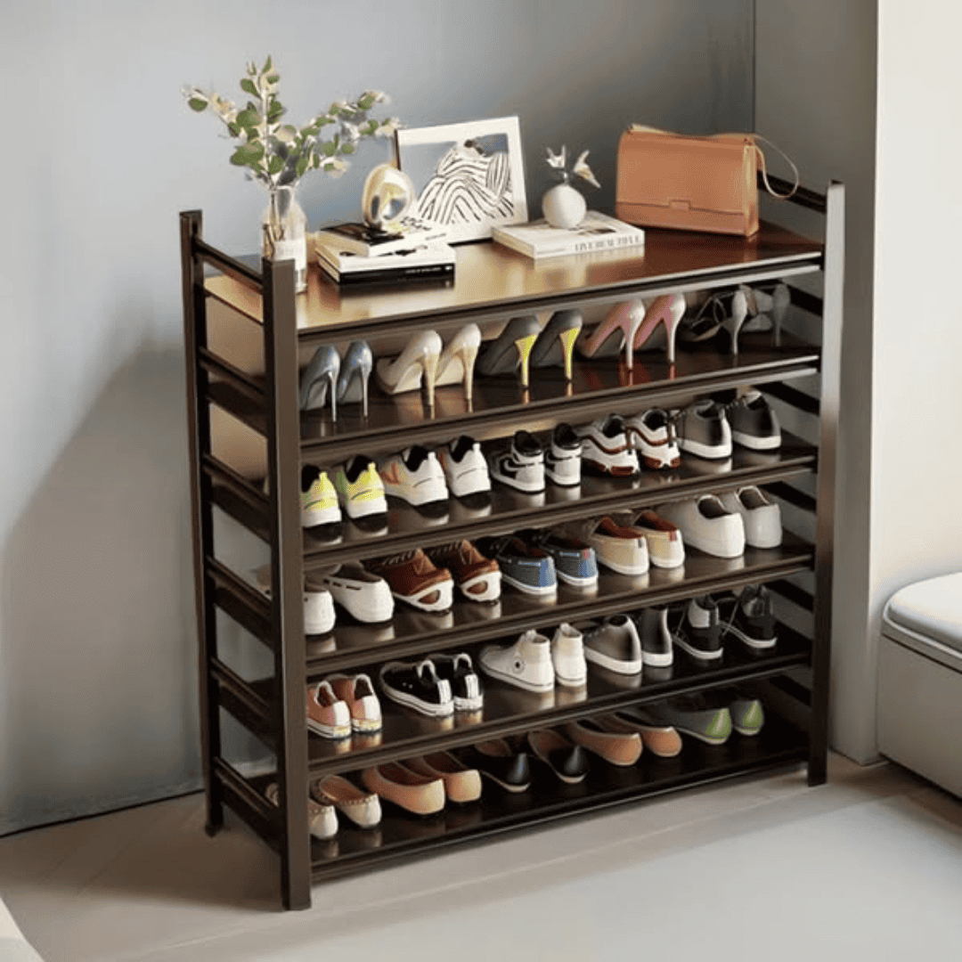 Space-Saving 5-Layer Full Metallic Shoe Rack