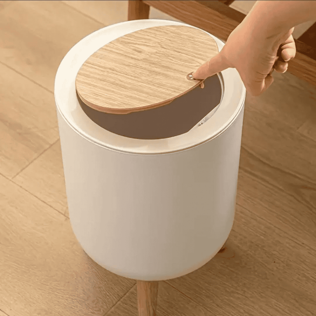 Dustbin with Wood Grain Cover