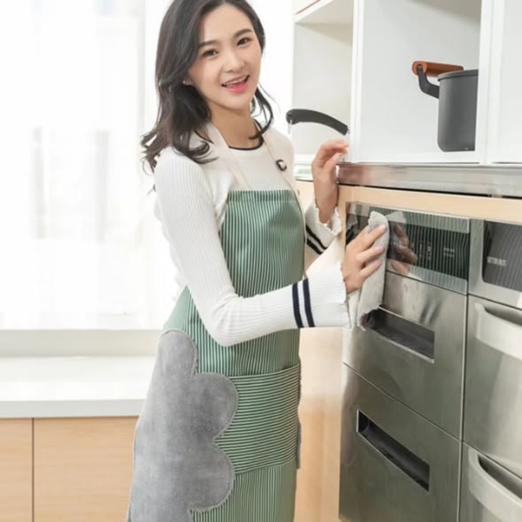 Kitchen Apron with Hand Wipe Pockets