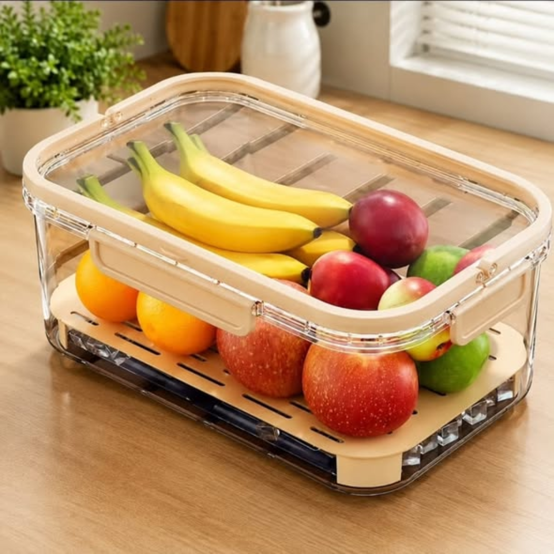Airtight Food Storage Container With Drain Tray