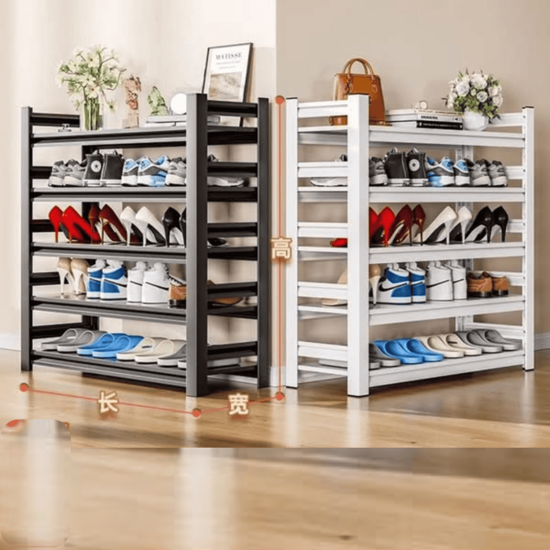 Space-Saving 5-Layer Full Metallic Shoe Rack