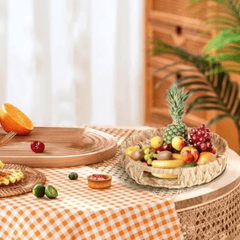 3Pcs Decorative Handmade Wicker Tray