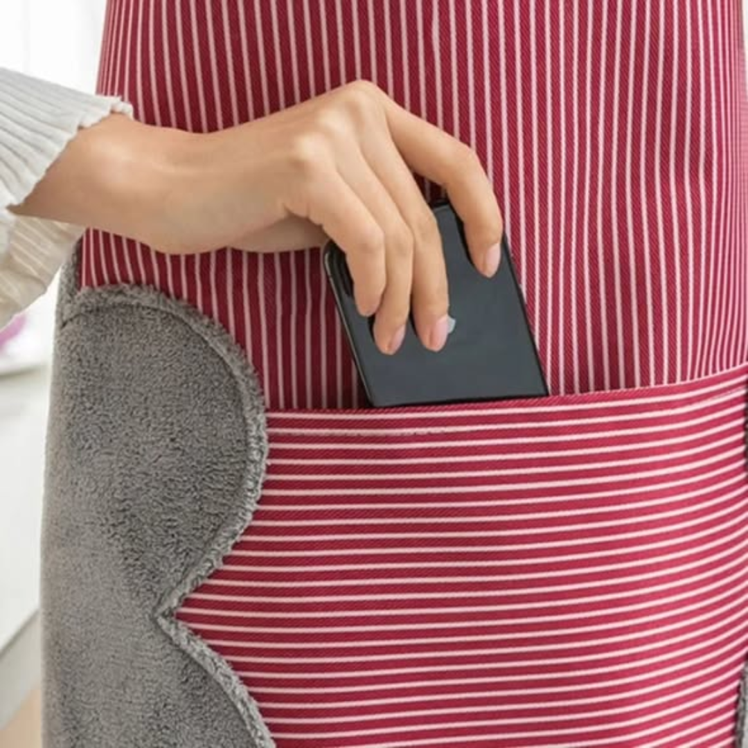 Kitchen Apron with Hand Wipe Pockets