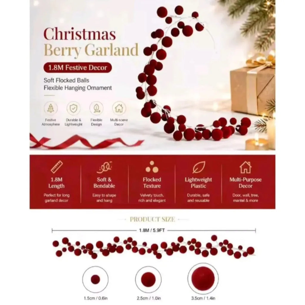 1.8M Christmas Ball Vine String