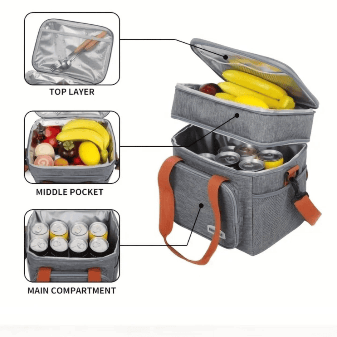 Double Compartment Insulated Lunch Bag