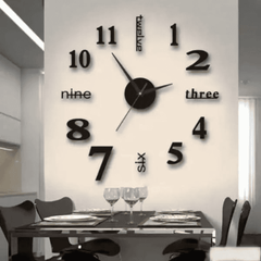 3D Large Roman Numeral Acrylic Mirror Wall Clock Sticker With Pendulum