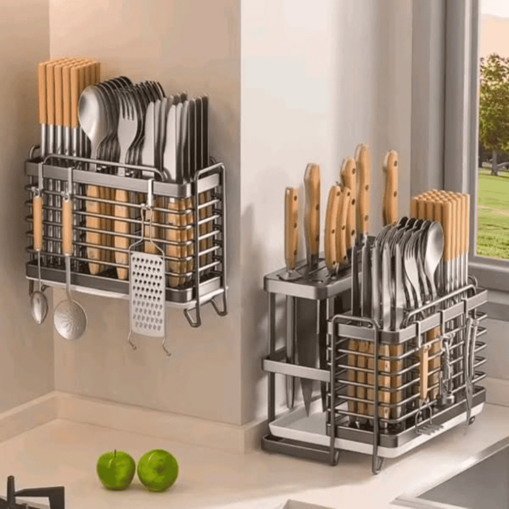 Multifunctional Stainless Steel Cutlery Storage Rack