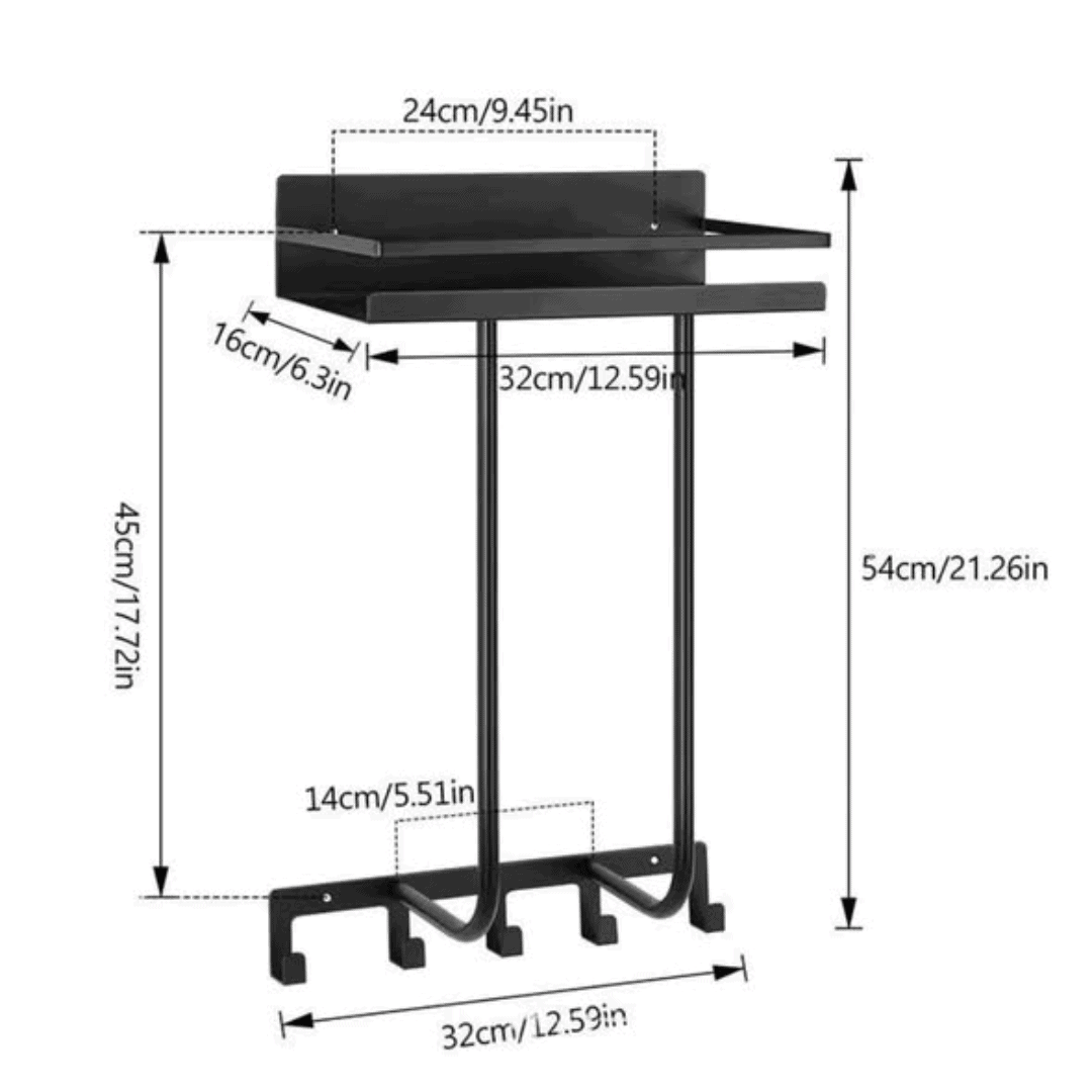 Bathroom Towel Holder with Metal Shelf and 5 Hooks