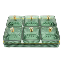 7 Set Acrylic Square Candy Serving Plate Bowl Stand with Base Tray
