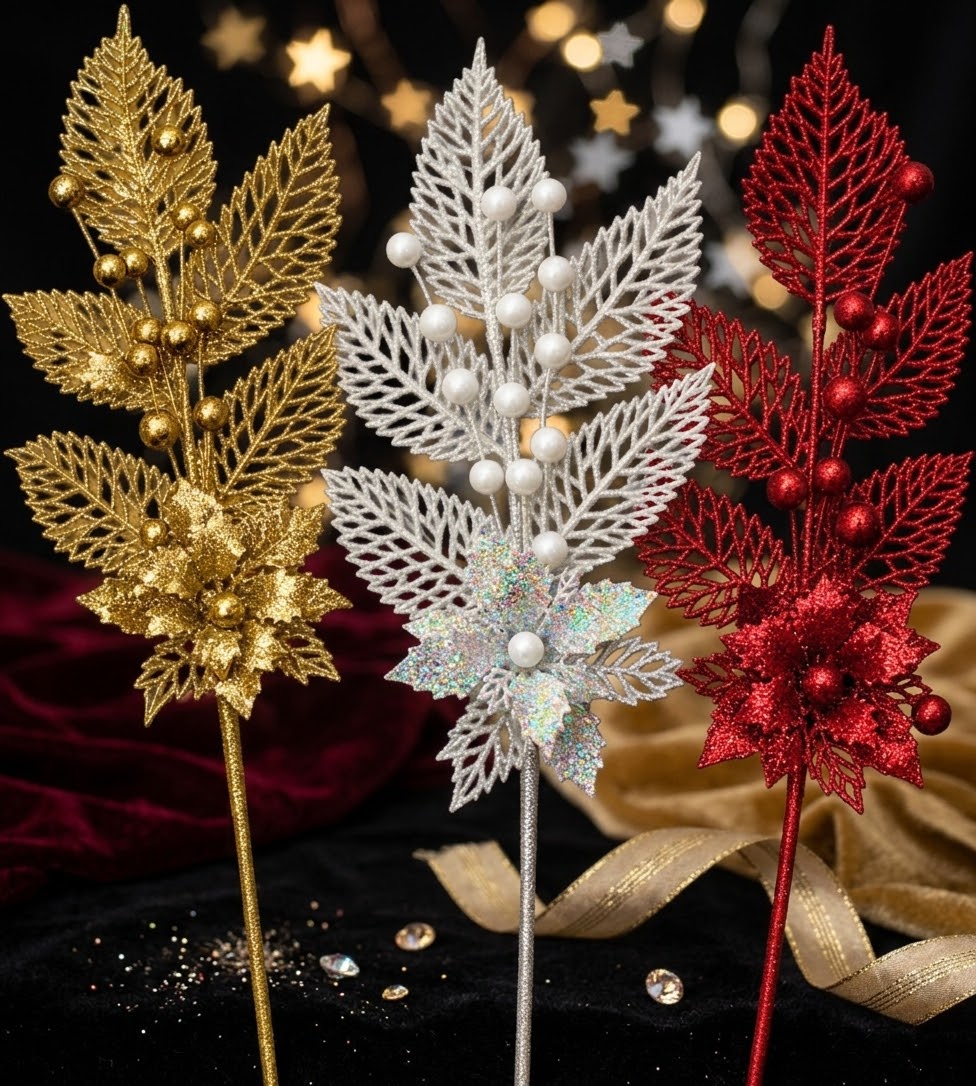 Glitter Christmas Floral Picks