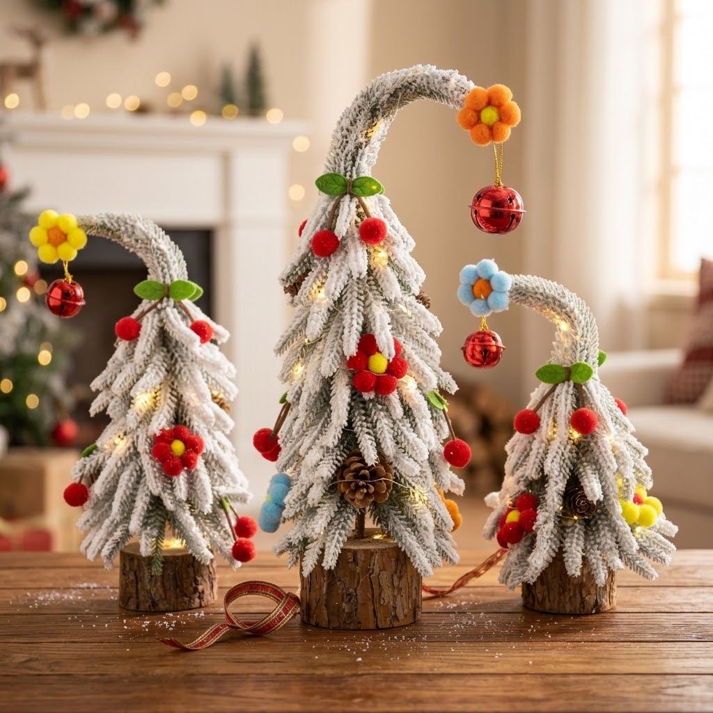 25Cm Snow-Covered Christmas Tree Decoration