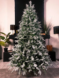 Dark Green Pine Christmas Tree With Pvc Snow Flocking, 3000 Leaves