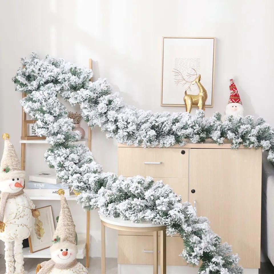 2.7M Christmas Snow-Flocked Garland