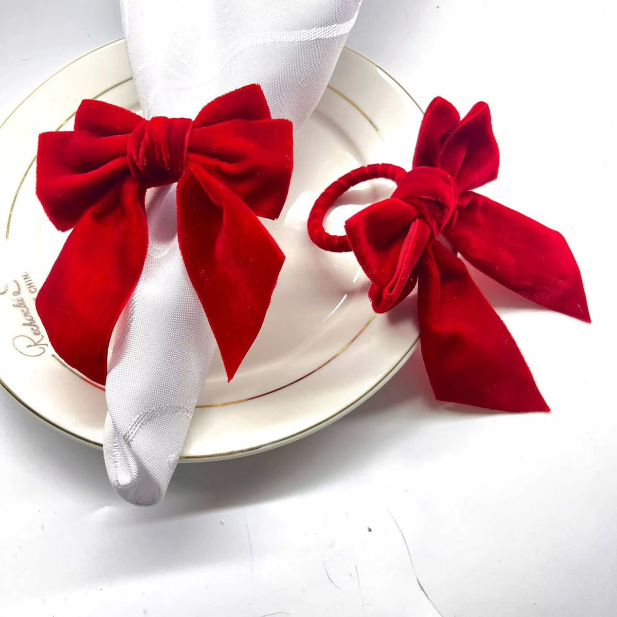 Velvet Bow Napkin Rings