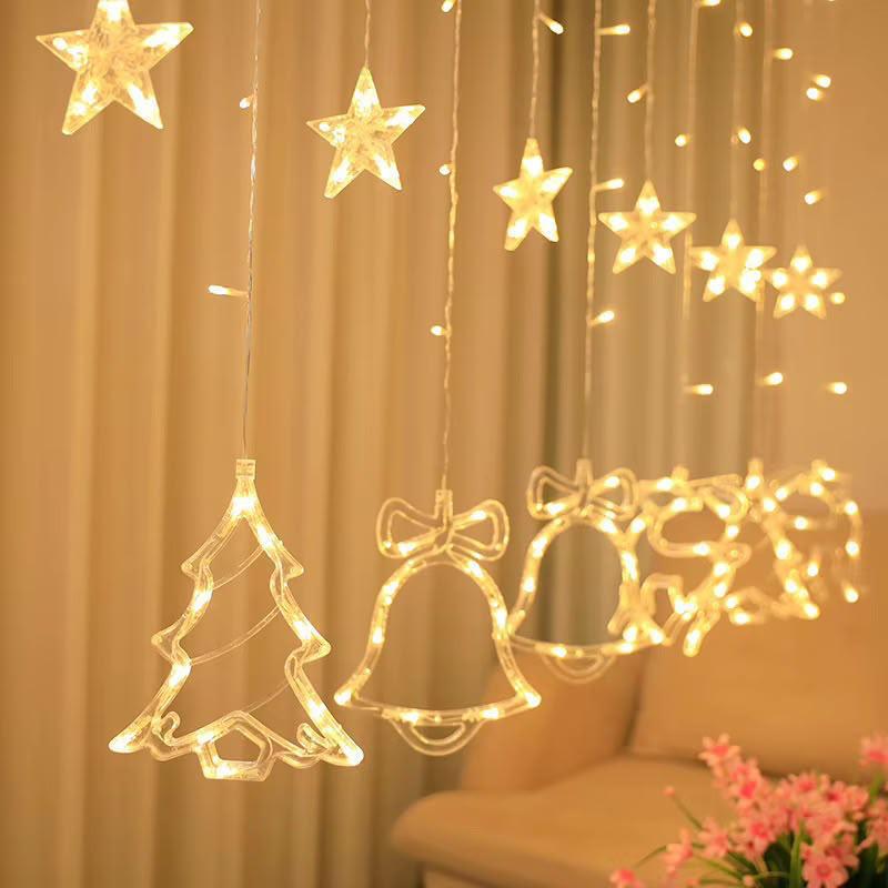 Christmas Moon and Star Led Curtain Lights