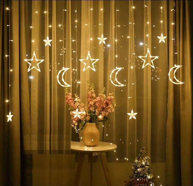 Christmas Moon and Star Led Curtain Lights
