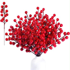 10Pcs Christmas Red Berry Bouquet