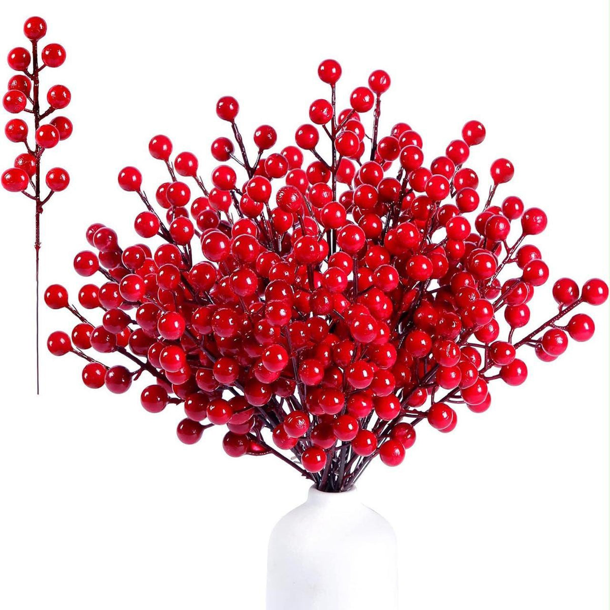 10Pcs Christmas Red Berry Bouquet