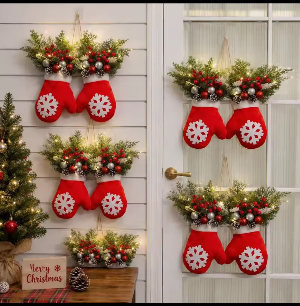 Christmas Glove Shaped Flower Wreath