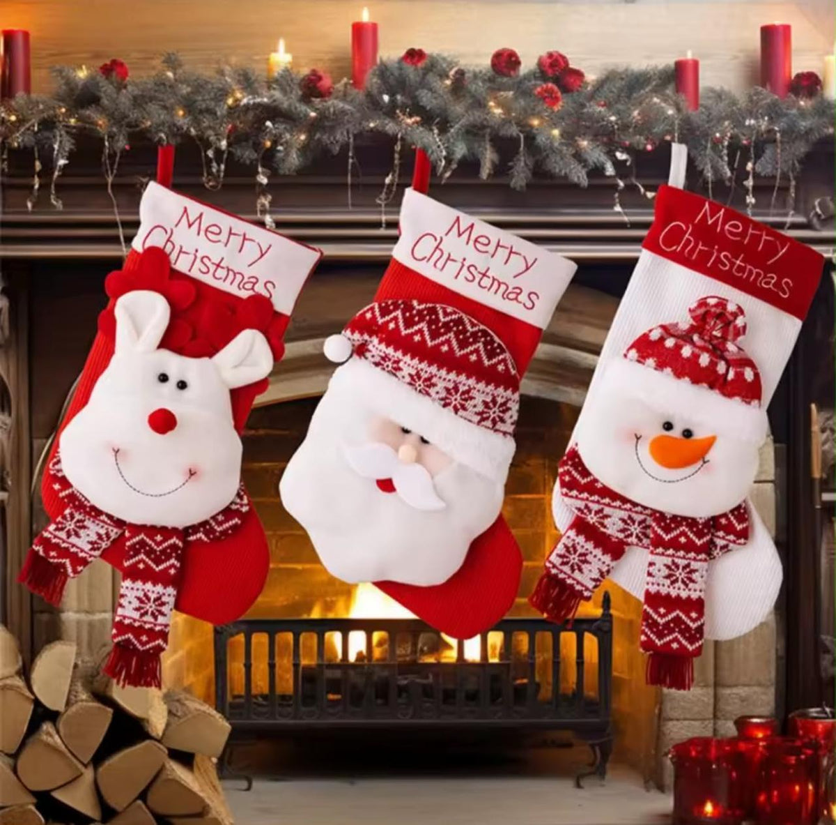 Christmas 2Pcs 3D Stocking