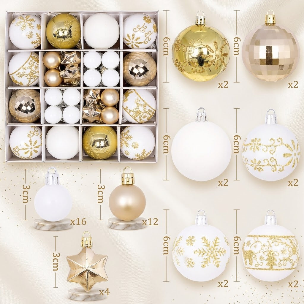 44Pc Christmas Tree Baubles
