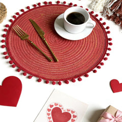 6Pcs Round Christmas Jute Table Mats