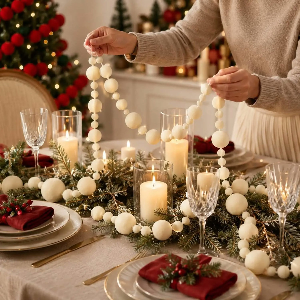 Christmas Flocking Ball Garland