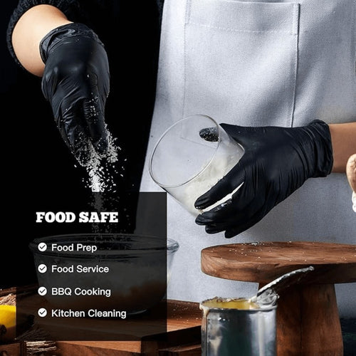 100pcs Disposable Black Kitchen Gloves