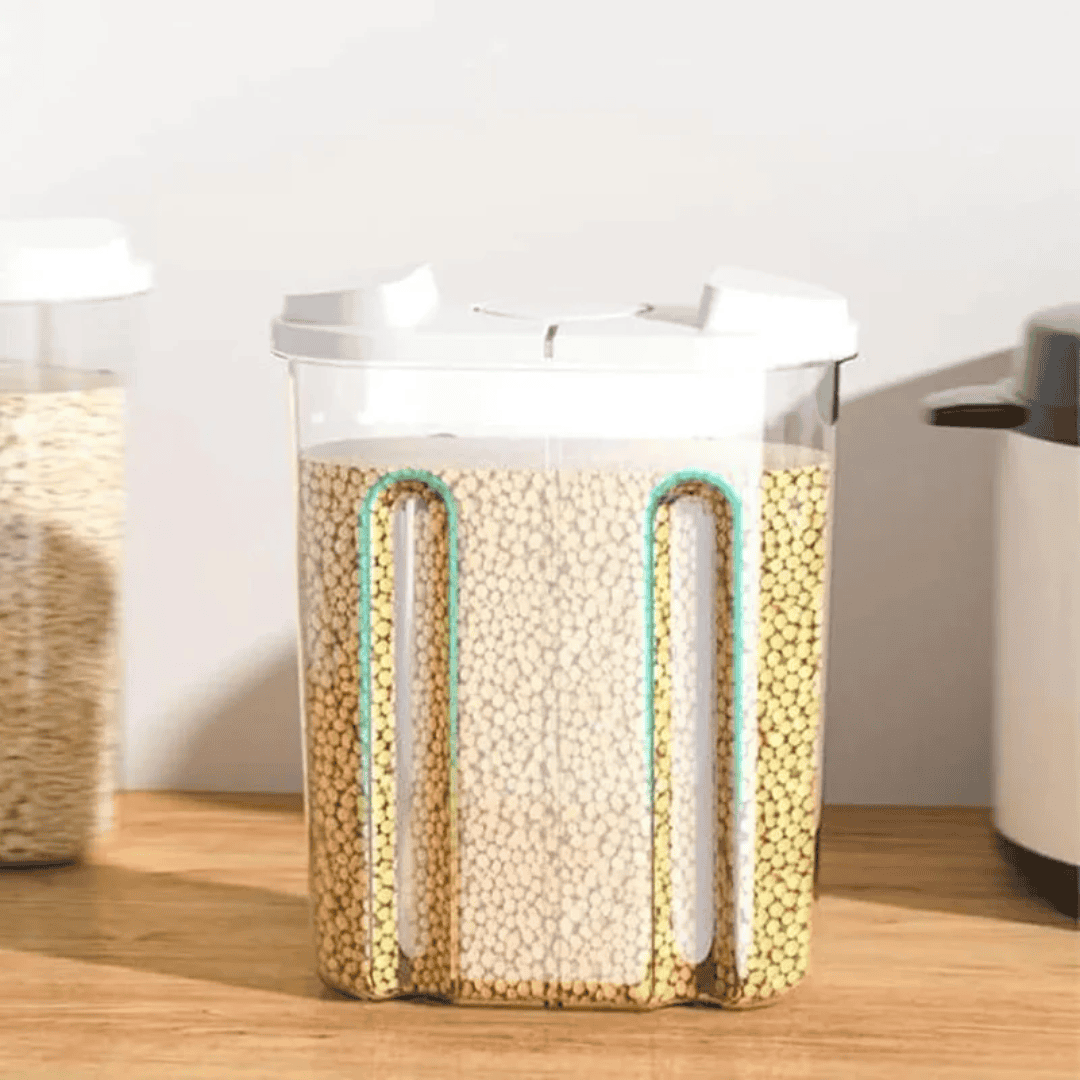 Cereal Storage Container with Airtight Lids and Dual Compartments