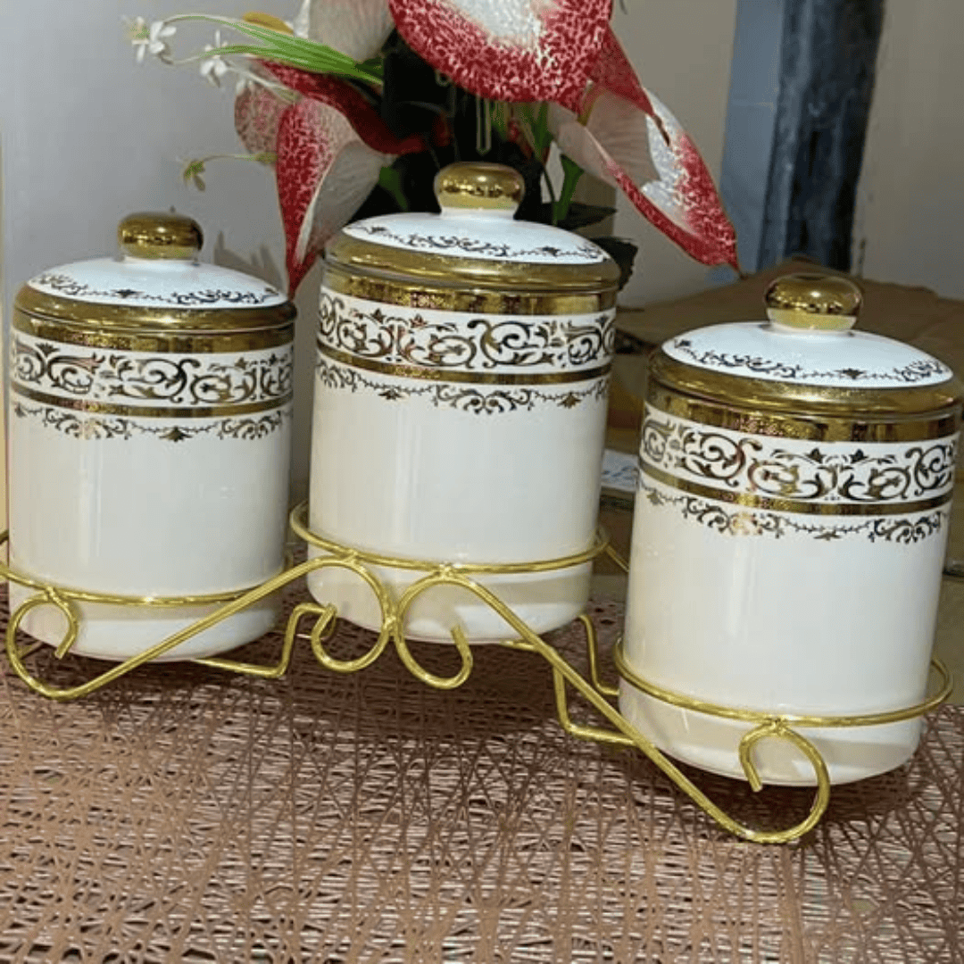 4Pcs Set White Gold Canister