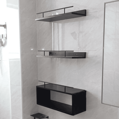 3 Tier Solid Pine Wood Bathroom Floating Shelves