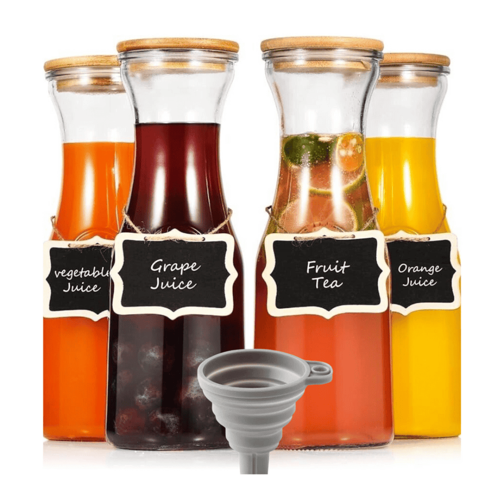 Glass Carafe Pitchers Set with Bamboo Lids