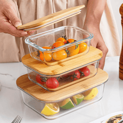 3-in-1 Snack Storage Box Set with Wooden Top Lid