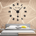 3D Large Roman Numeral Acrylic Mirror Wall Clock Sticker With Pendulum