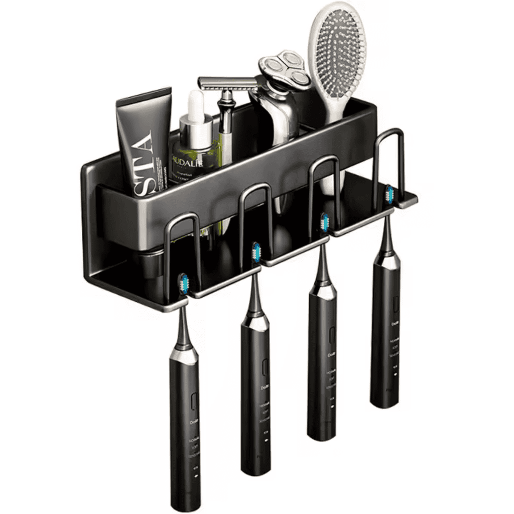 Metallic Wall Mounted Toothbrush/Paste Holder