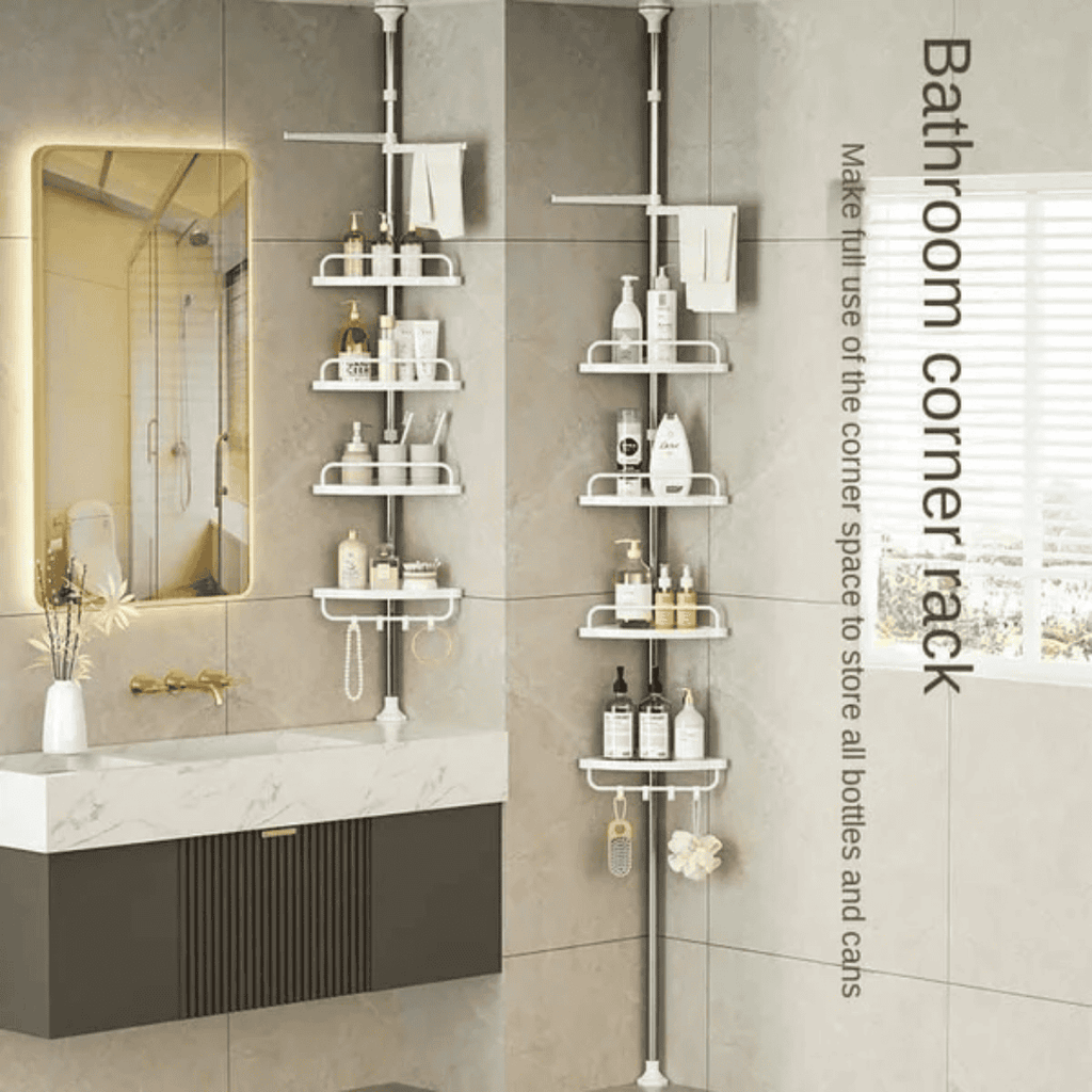 4 Tier Adjustable Telescopic Multi-Corner Shelf Organiser