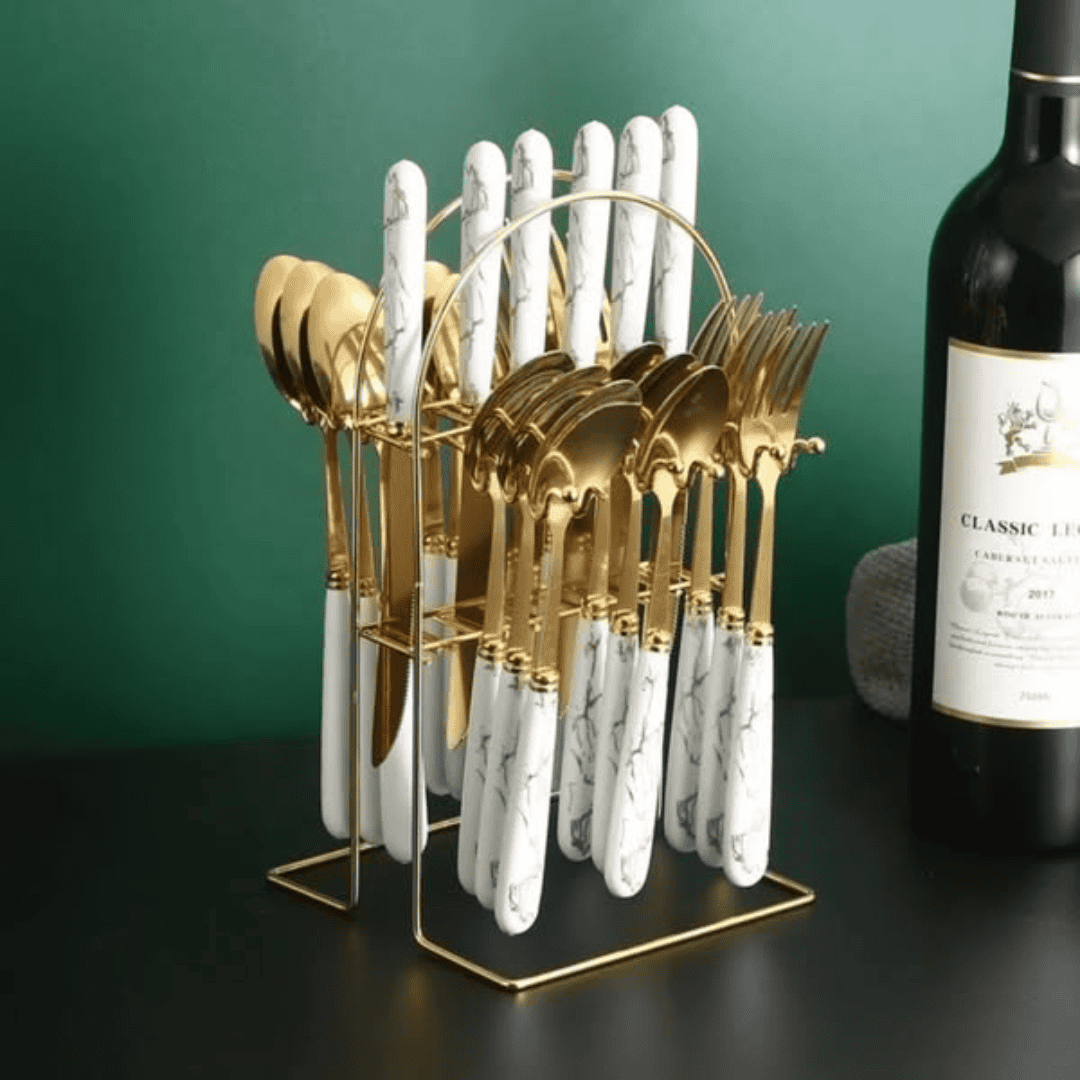 24Pcs Gold Cutlery Set