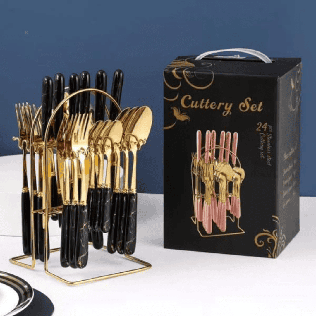 24Pcs Gold Cutlery Set