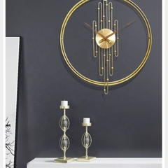 Double-Circle Gold Metal Wall Clock