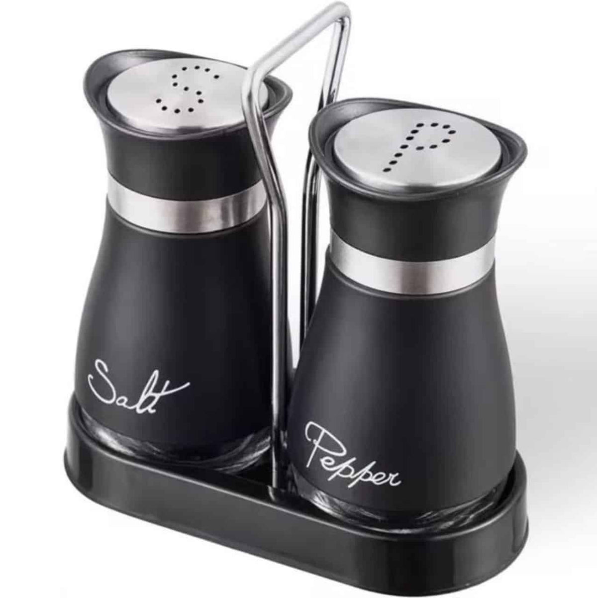 Seasoning Glass Salt and Pepper Shaker Set with Holder